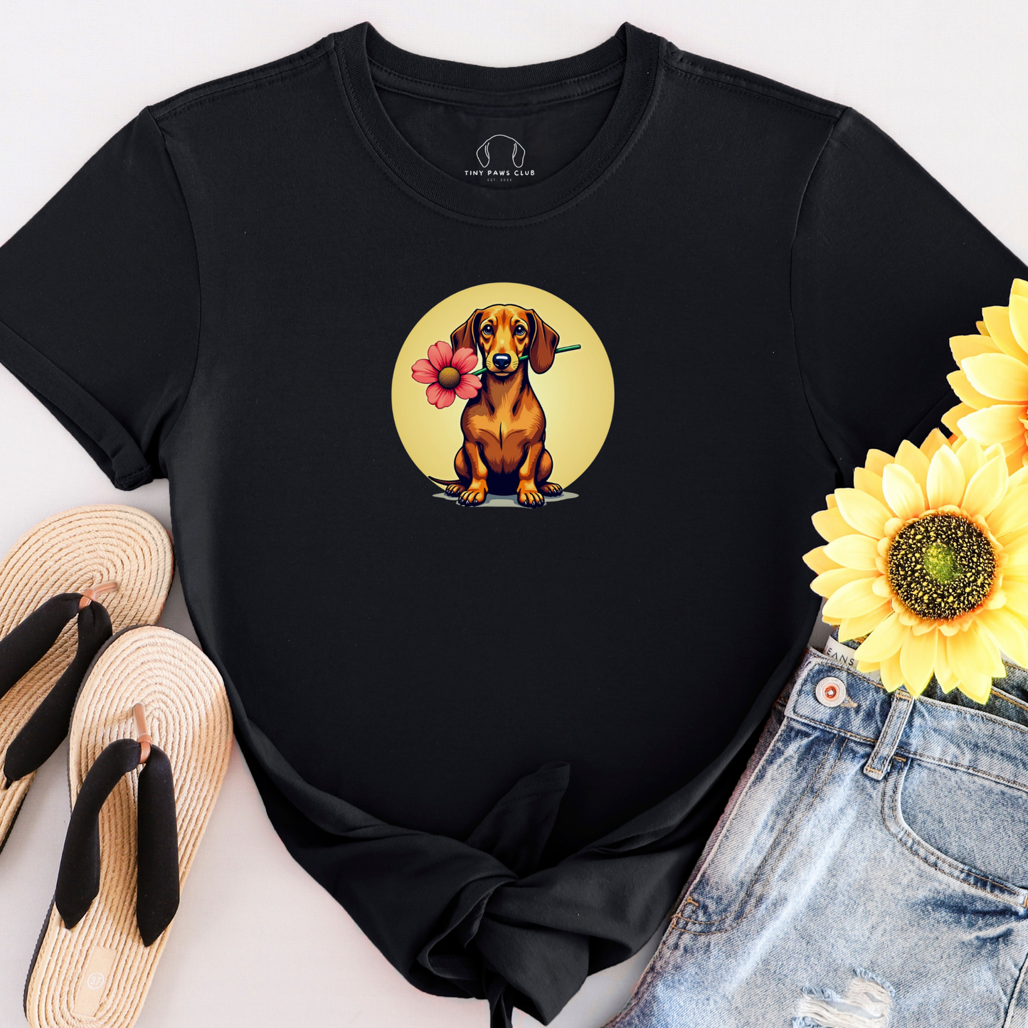 Teckel Bloemen T-shirt