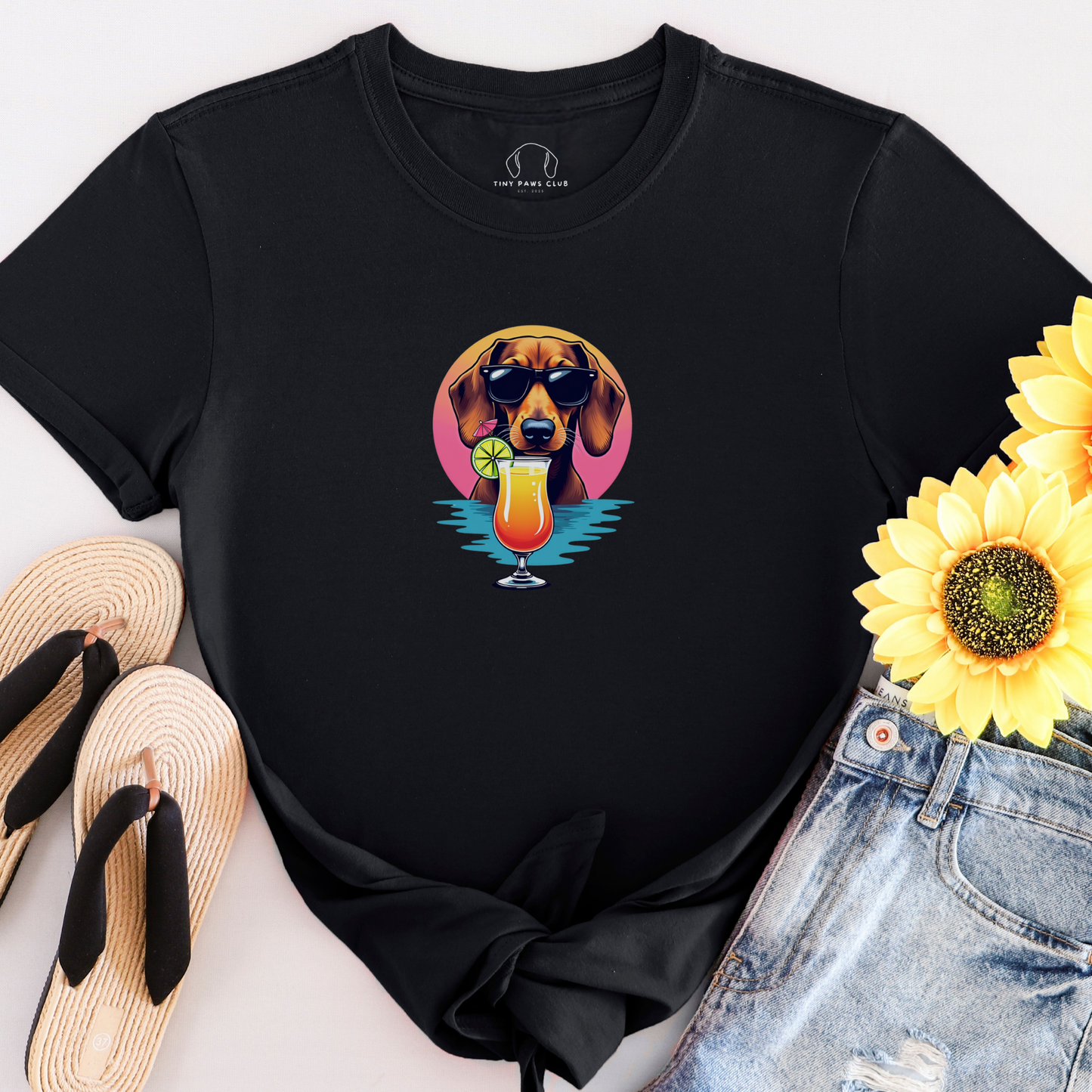 Dachshund sipping a cocktail T-Shirt