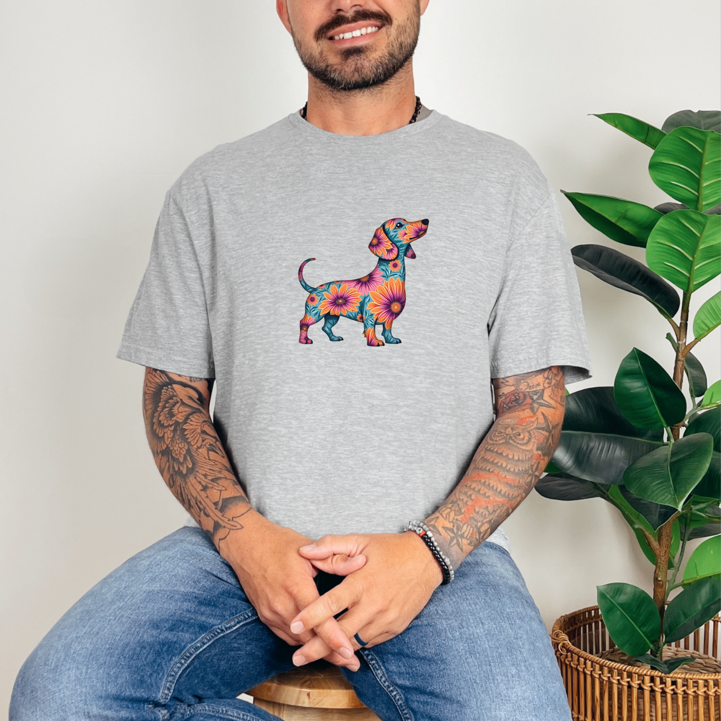 T-shirt chiot fleuri