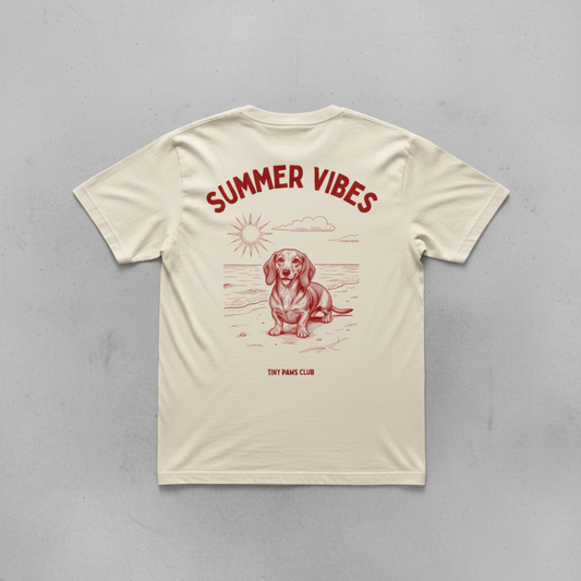 Summer vibes - bordeaux - dachshund T-shirt