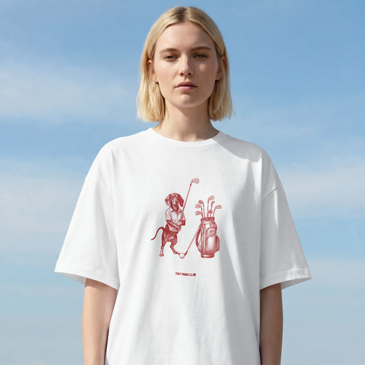 Golf doggie - Front print bordeaux - dachshund T-shirt