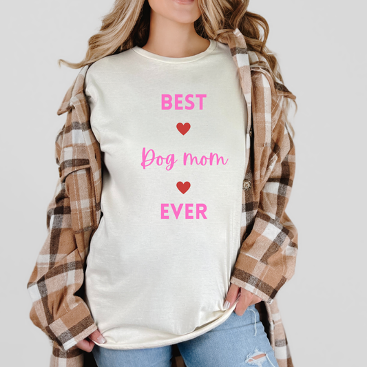 T-shirt rose « La meilleure maman de chien de tous les temps »
