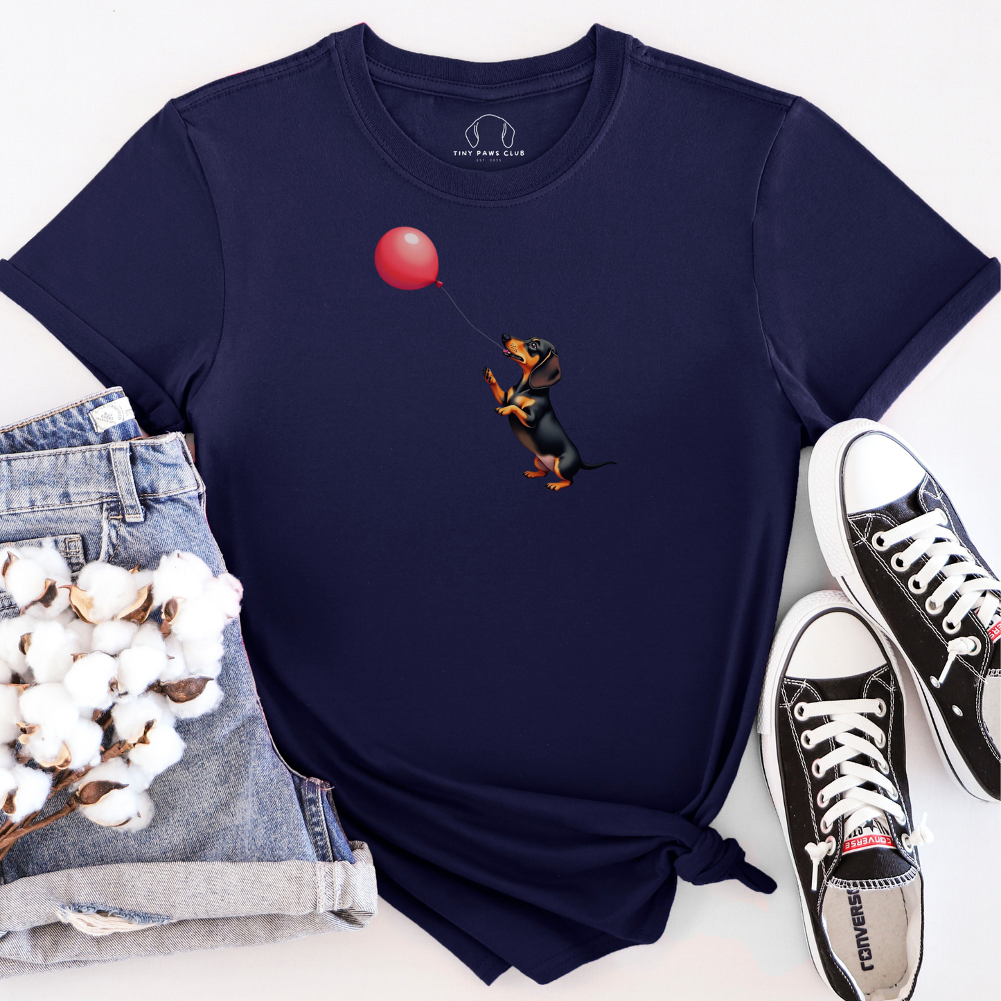Teckel met rode ballon T-shirt