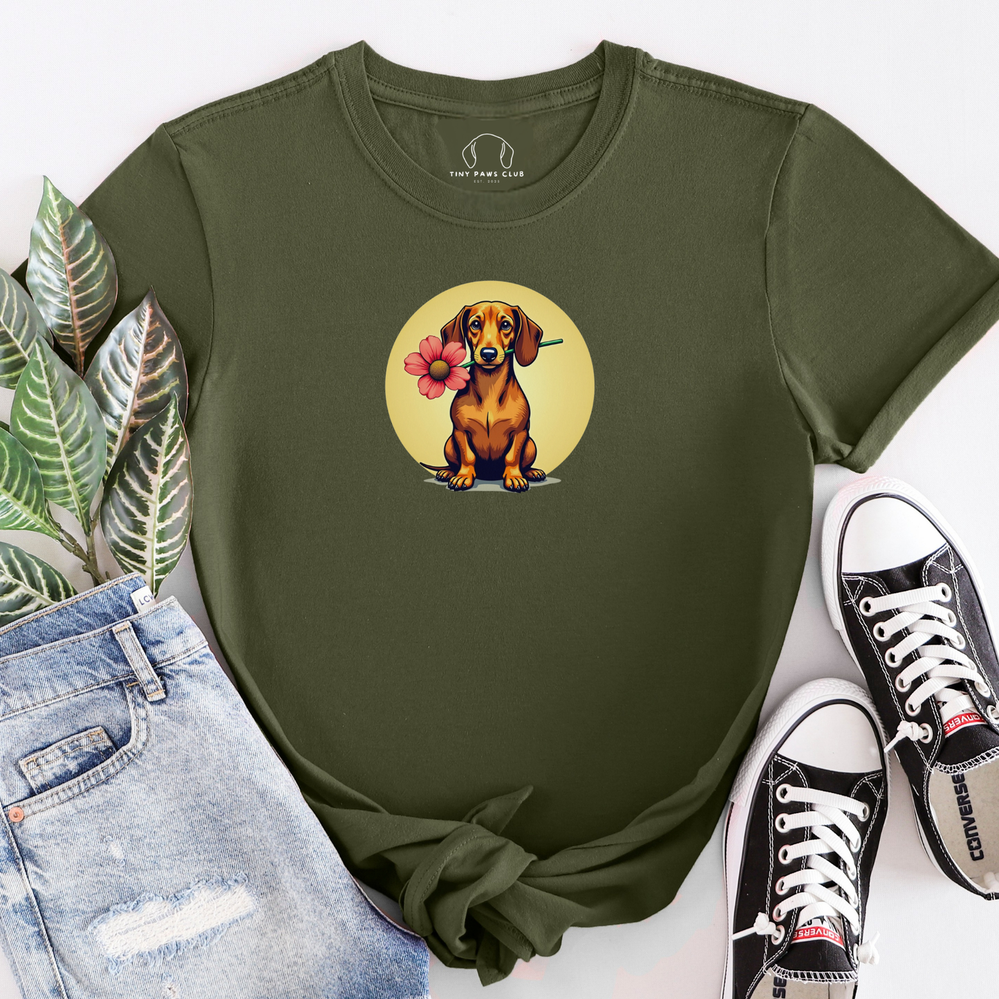 Teckel Bloemen T-shirt