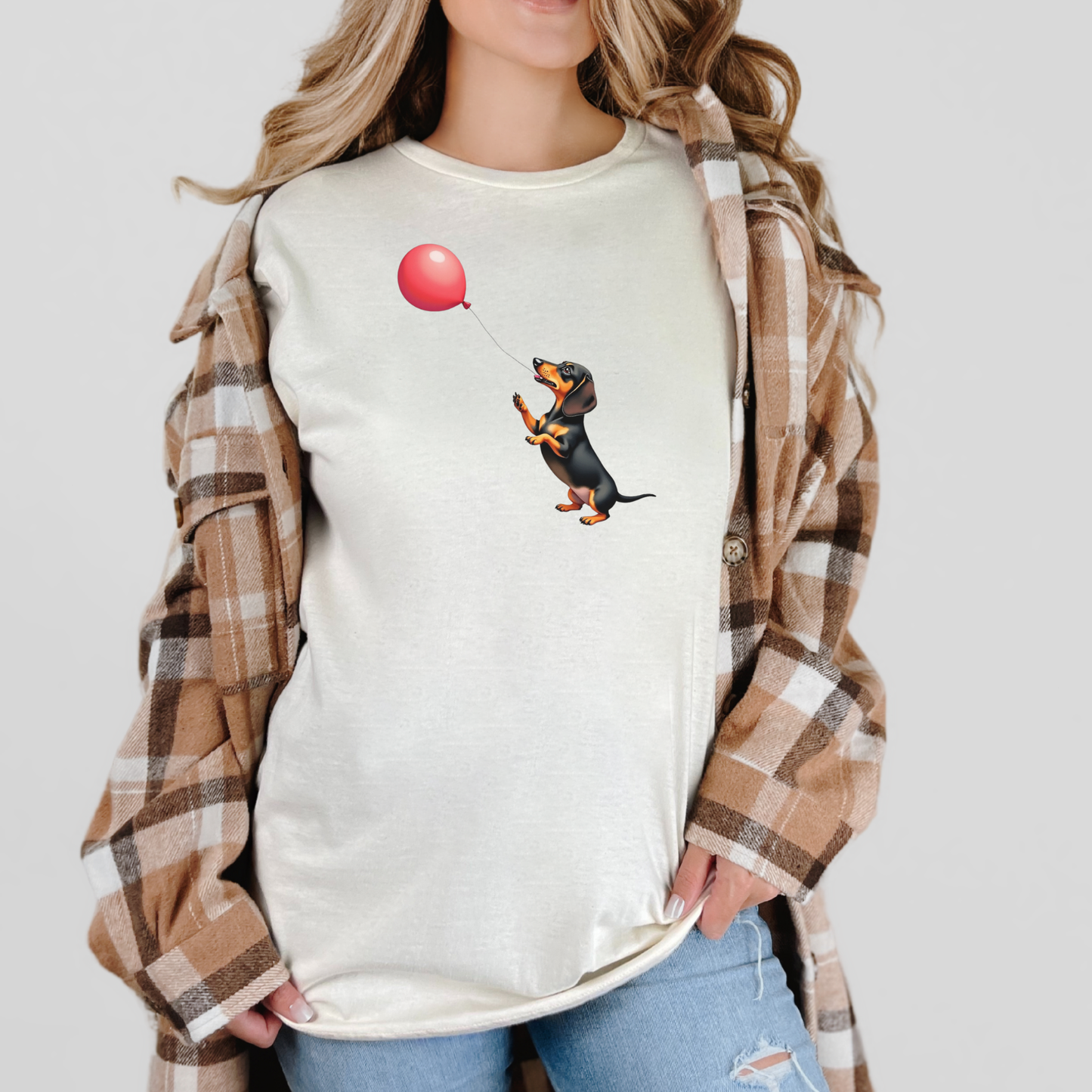 Teckel met rode ballon T-shirt