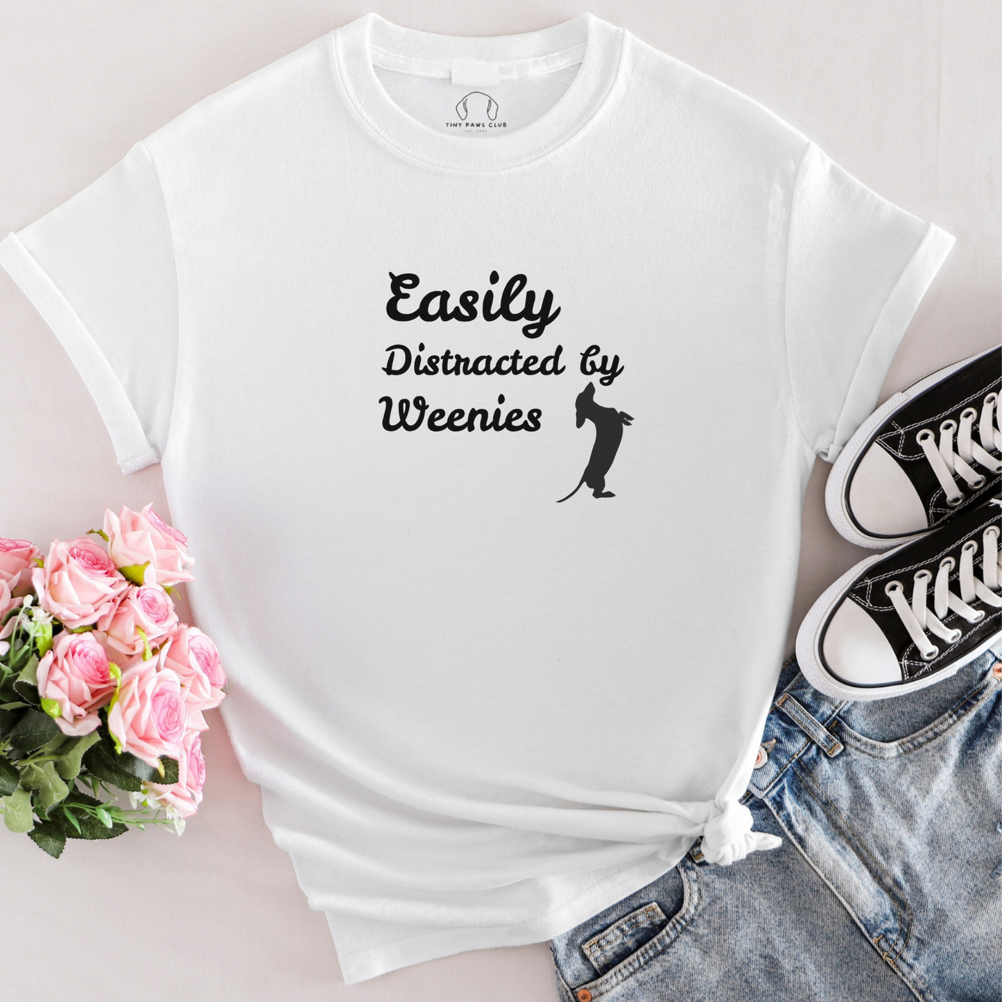 T-shirt « Facilement distrait par les saucisses »