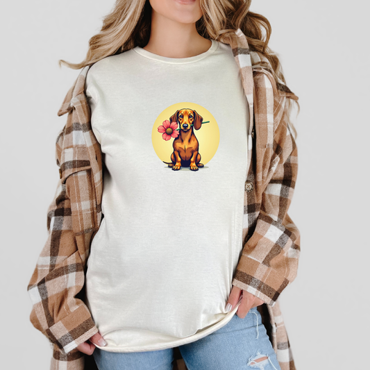 Teckel Bloemen T-shirt