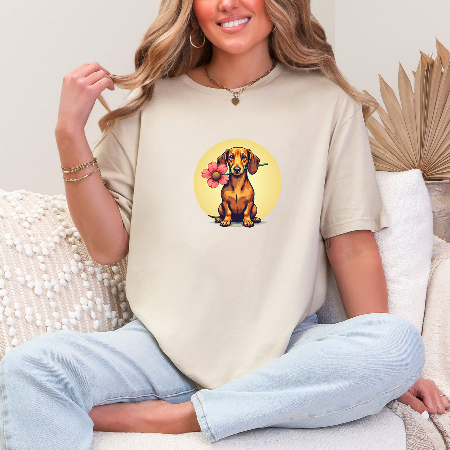 Teckel Bloemen T-shirt