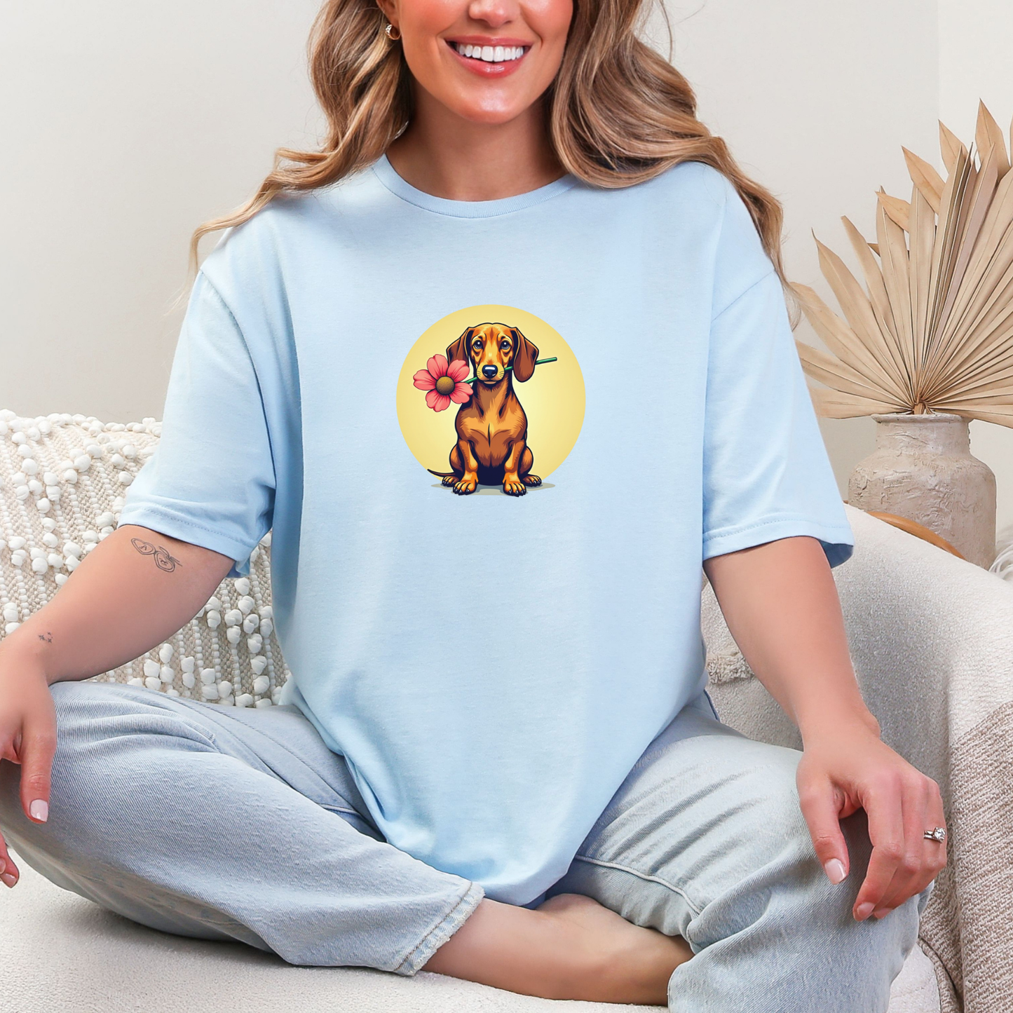 Teckel Bloemen T-shirt