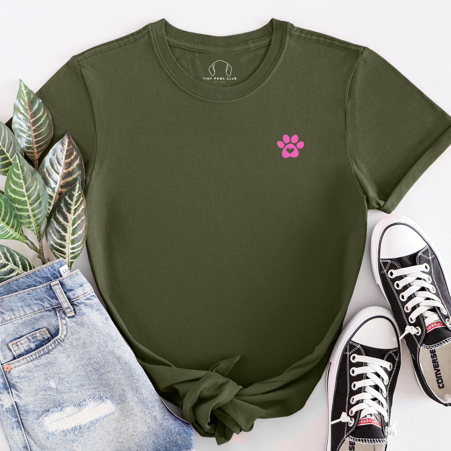 Pink Dog paw heart T-Shirt
