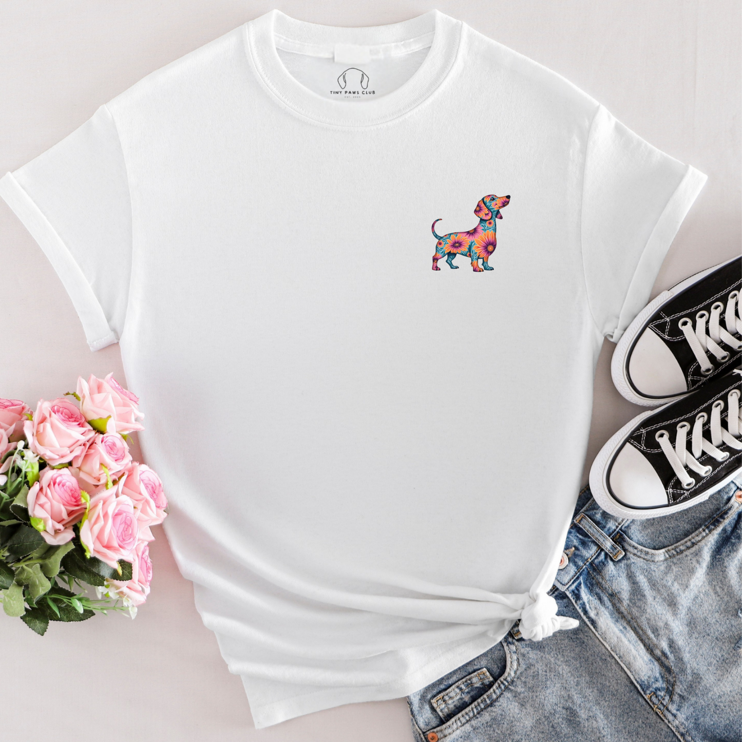 T-shirt met bloemenborst