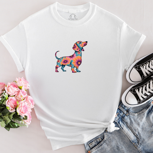 T-shirt chiot fleuri