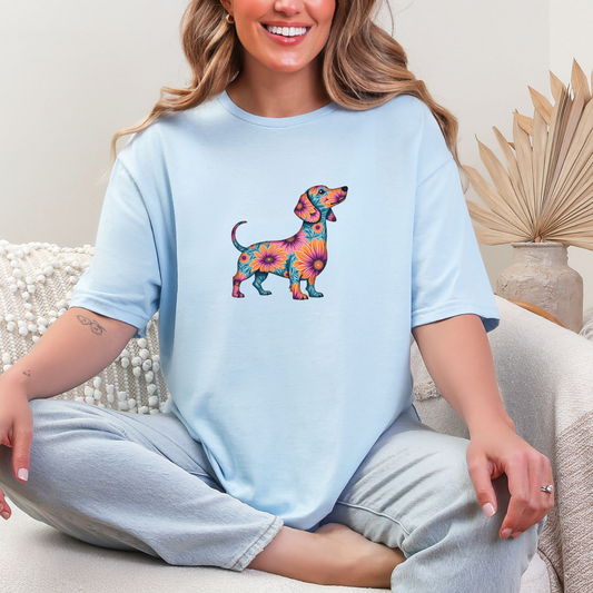 T-shirt chiot fleuri