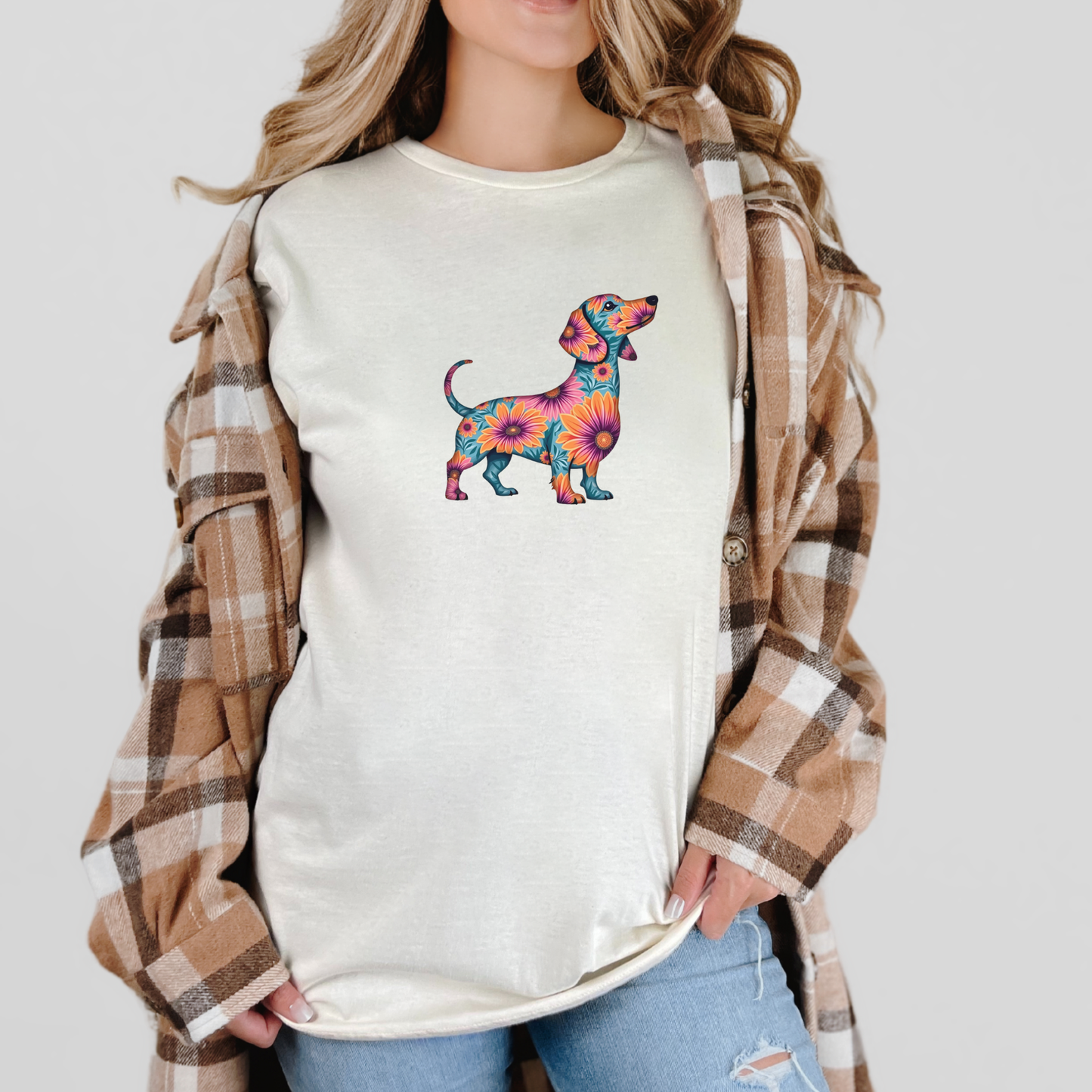 T-shirt chiot fleuri