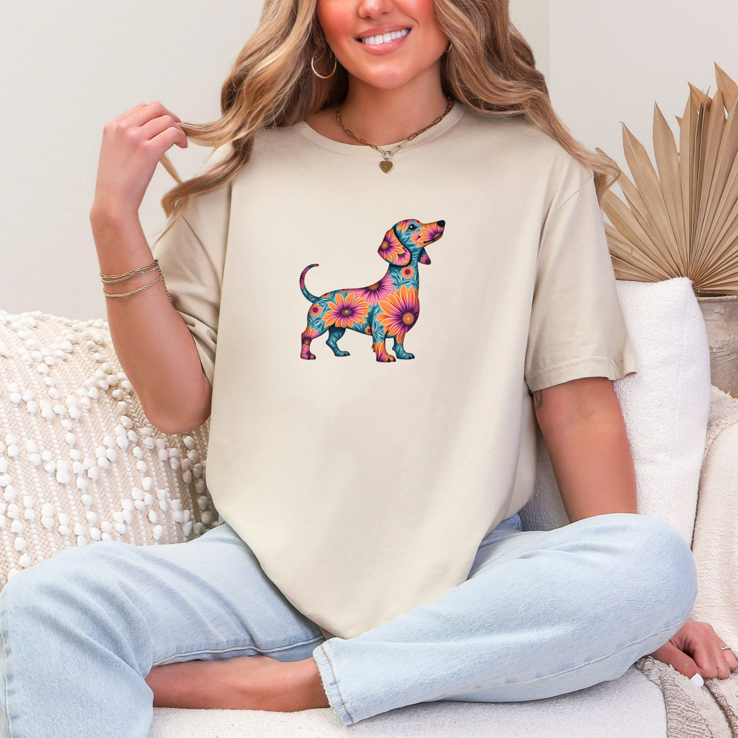 T-shirt chiot fleuri