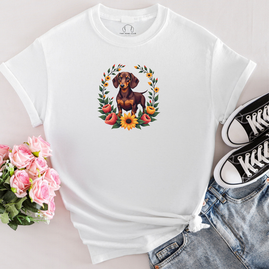 T-shirt fleuri Teckel