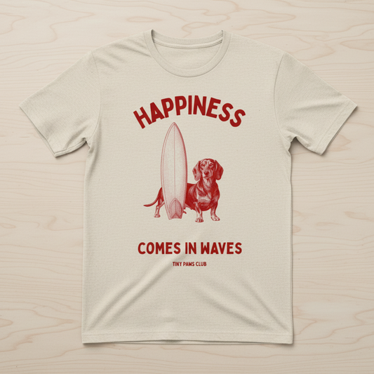 Happiness - Front print bordeaux - dachshund T-shirt