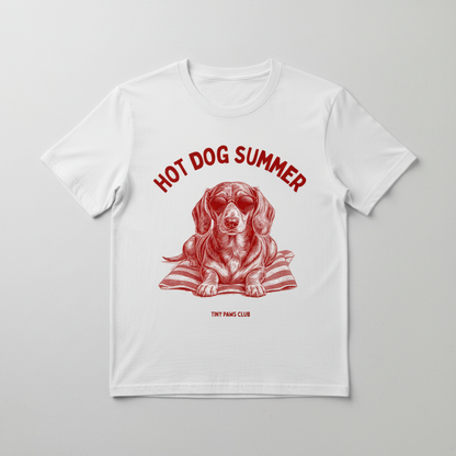 Hot dog summer - Front print bordeaux - dachshund T-shirt