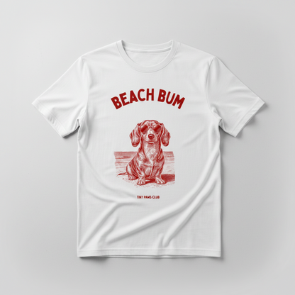 Beach bum - Front print bordeaux - dachshund T-shirt