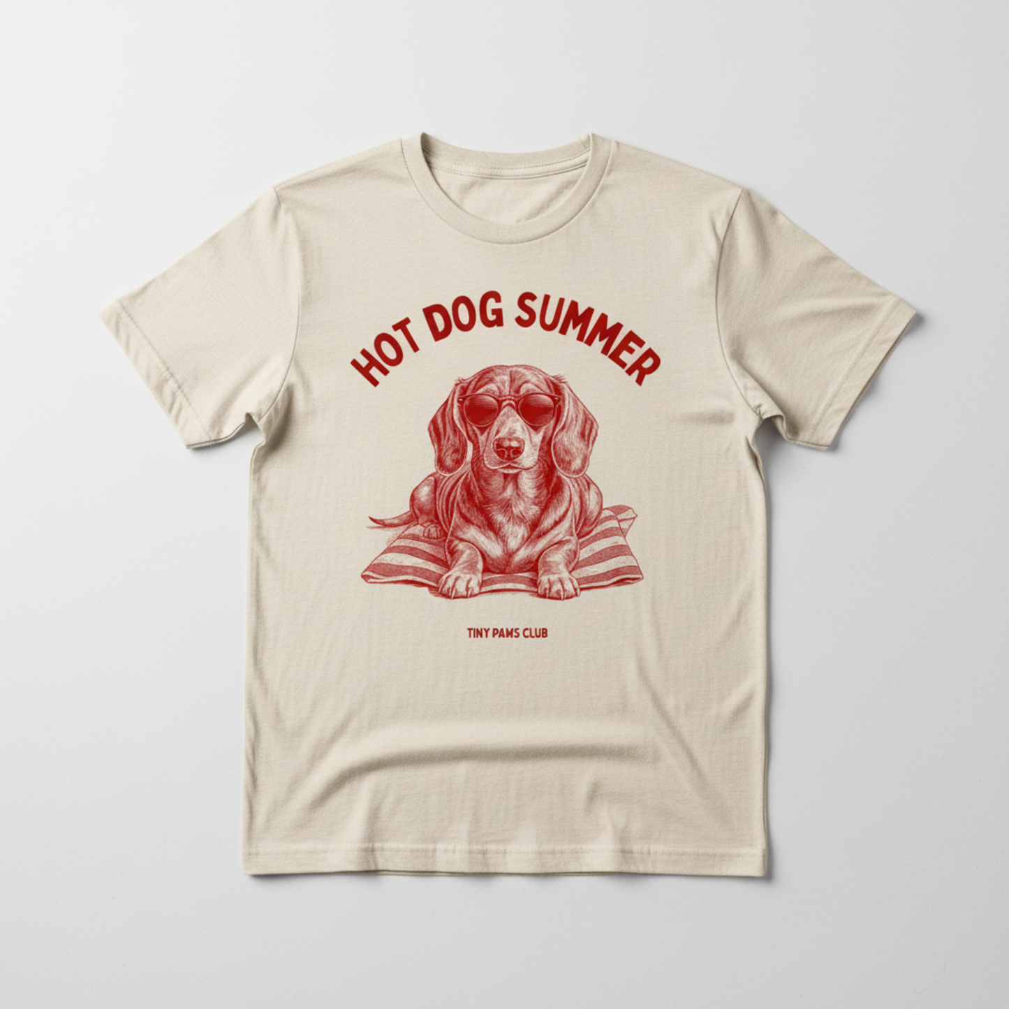 Hot dog summer - Front print bordeaux - dachshund T-shirt