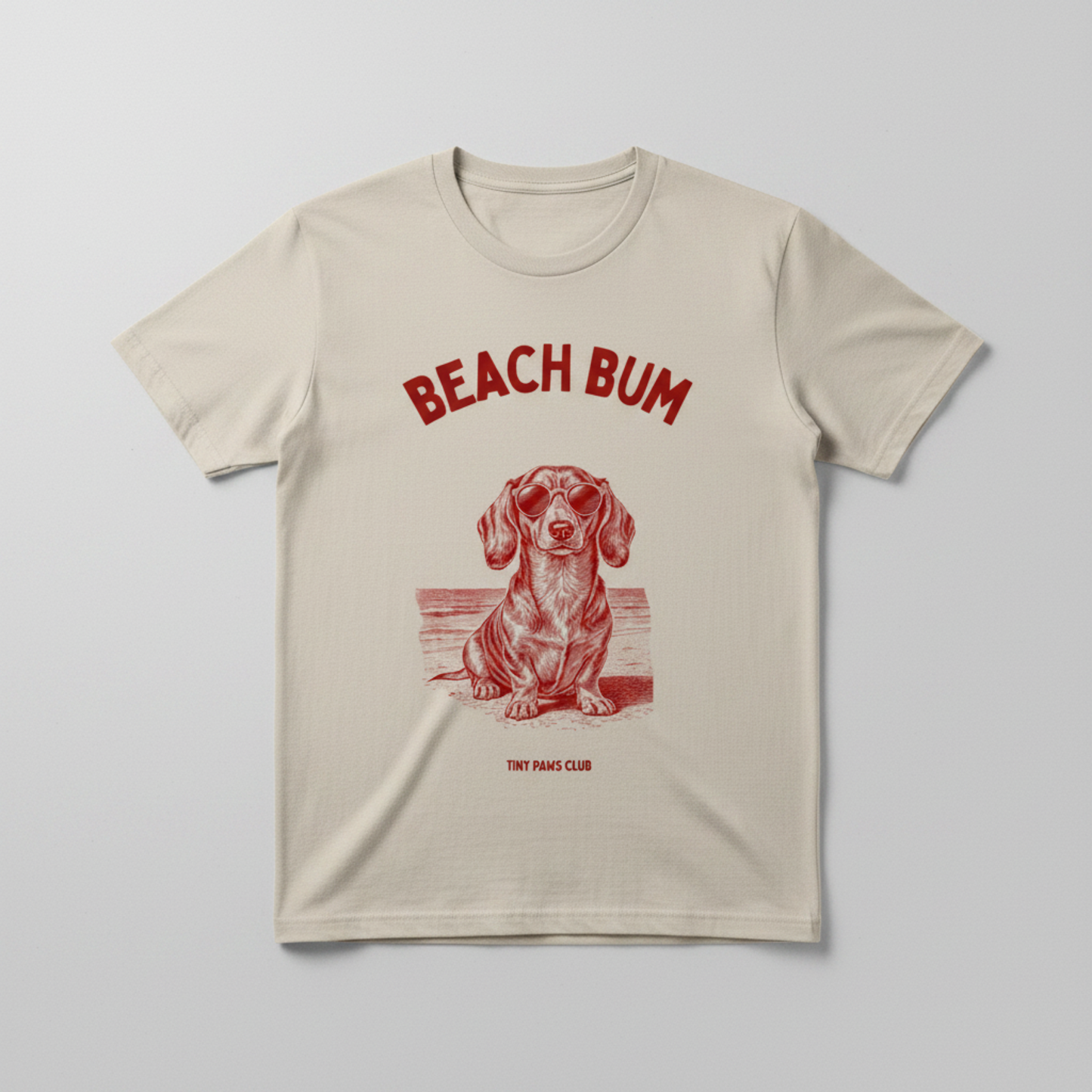 Beach bum - Front print bordeaux - dachshund T-shirt