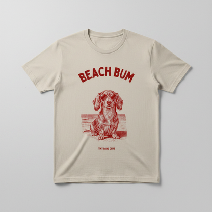 Beach bum - Front print bordeaux - dachshund T-shirt