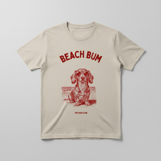 Beach bum - Front print bordeaux - dachshund T-shirt