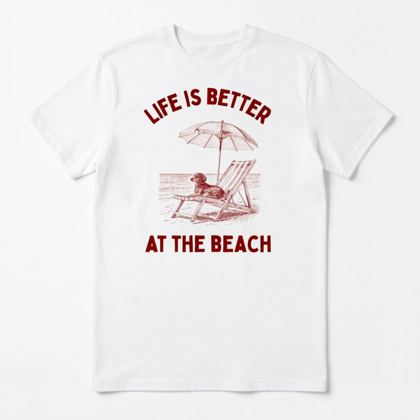 Life is better - Front print bordeaux - dachshund T-shirt