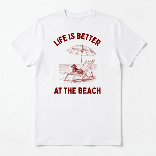 Life is better - Front print bordeaux - dachshund T-shirt