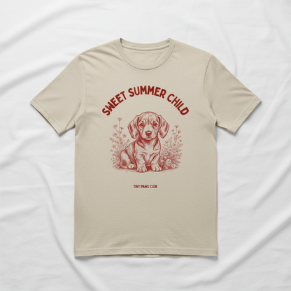 Sweet summer child - Front print bordeaux - dachshund T-shirt