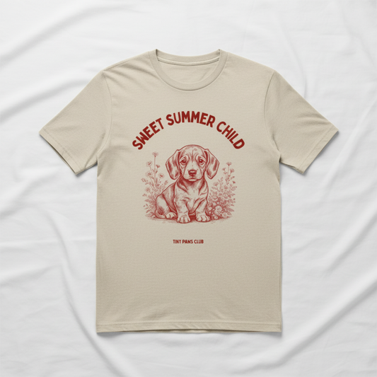 Sweet summer child - Front print bordeaux - dachshund T-shirt