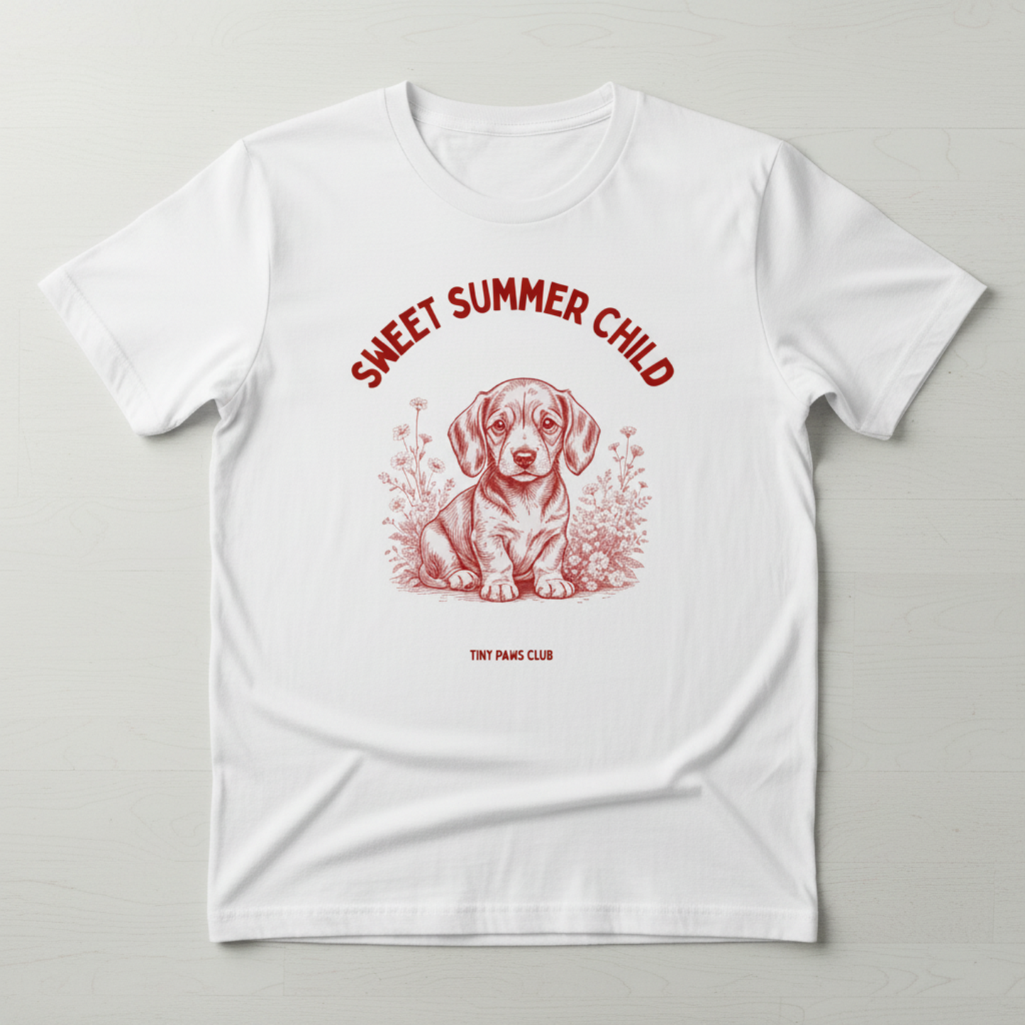 Sweet summer child - Front print bordeaux - dachshund T-shirt