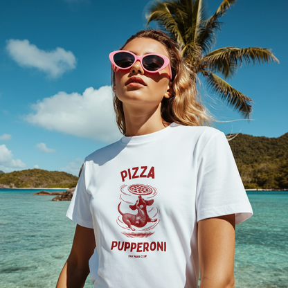 Pizza Pupperoni - Front print bordeaux - dachshund T-shirt