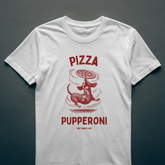 Pizza Pupperoni - Front print bordeaux - dachshund T-shirt