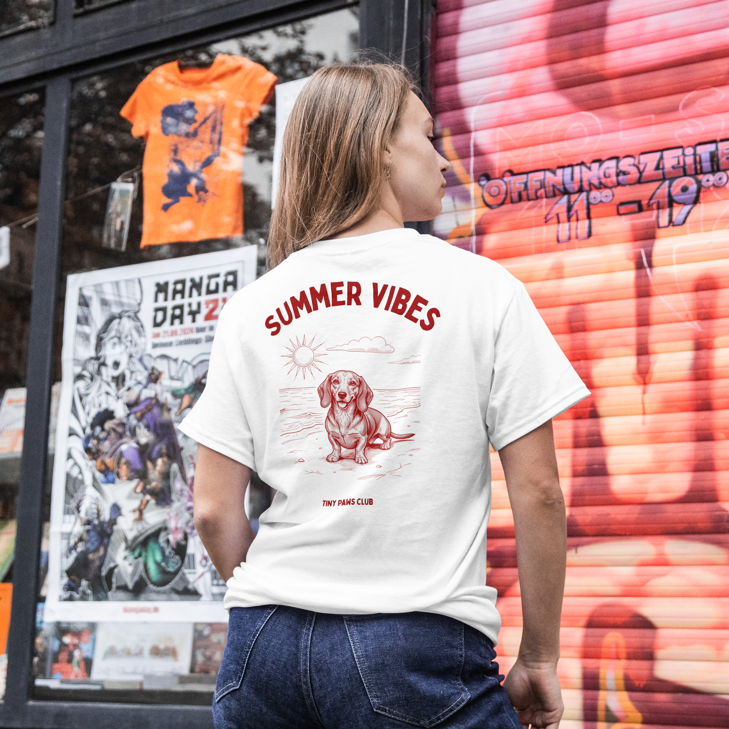 Summer vibes - bordeaux - dachshund T-shirt