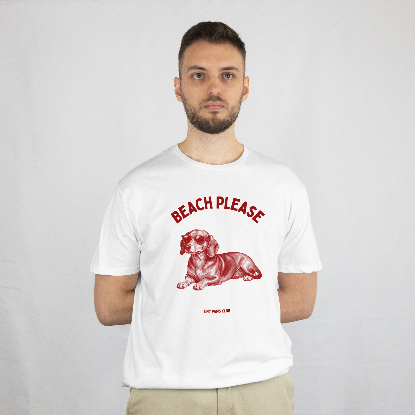 Beach please - Front Print bordeaux - dachshund T-shirt