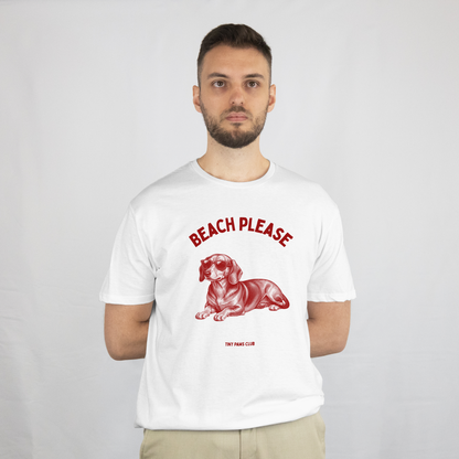 Beach please - Front Print bordeaux - dachshund T-shirt