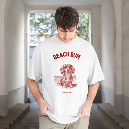 Beach bum - Front print bordeaux - dachshund T-shirt