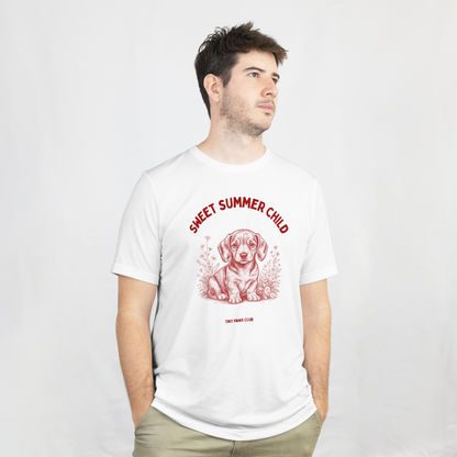 Sweet summer child - Front print bordeaux - dachshund T-shirt