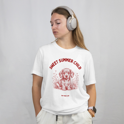 Sweet summer child - Front print bordeaux - dachshund T-shirt