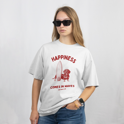 Happiness - Front print bordeaux - dachshund T-shirt