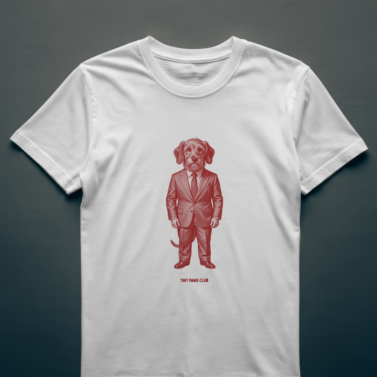 Business wire haired - Front print bordeaux - dachshund T-shirt