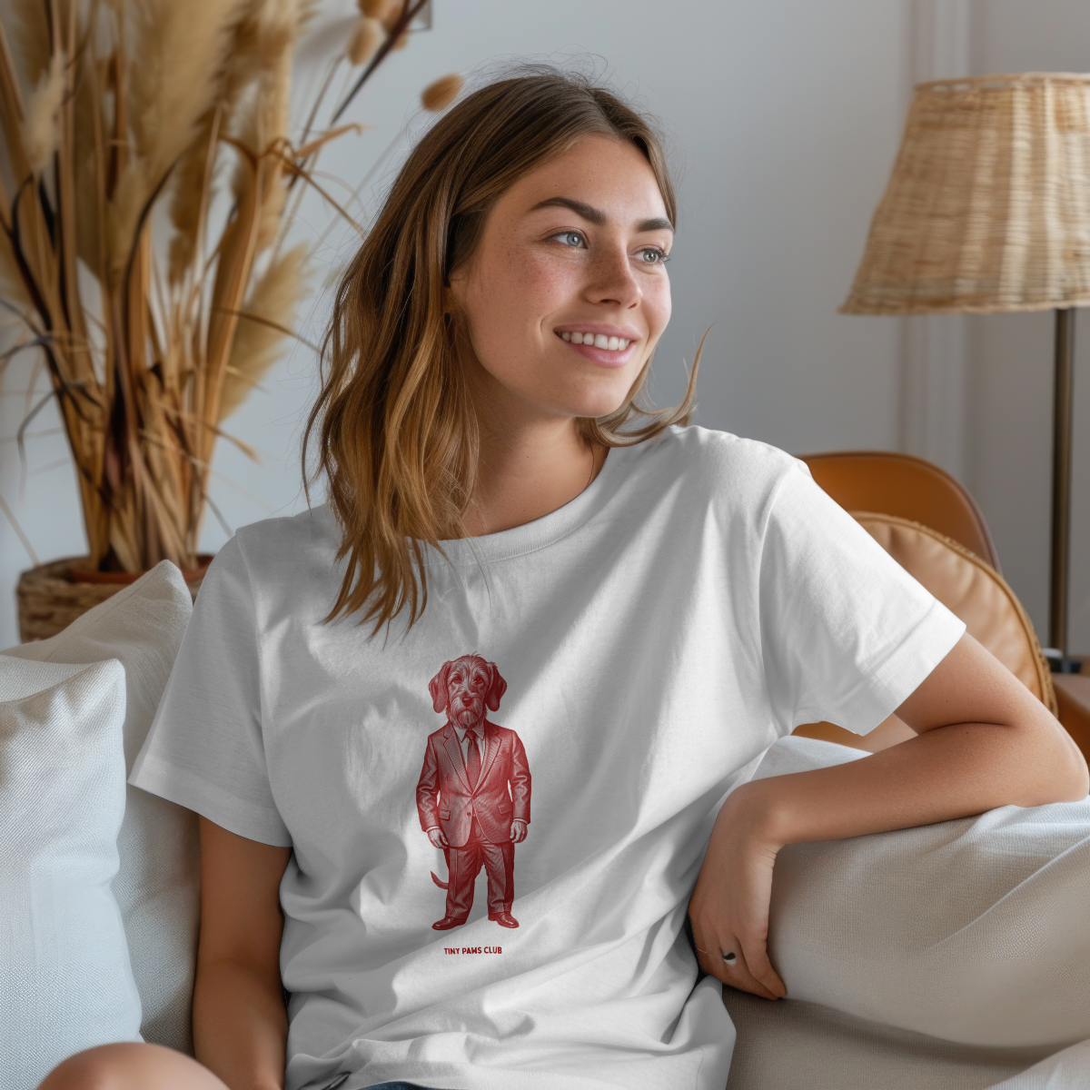 Business wire haired - Front print bordeaux - dachshund T-shirt