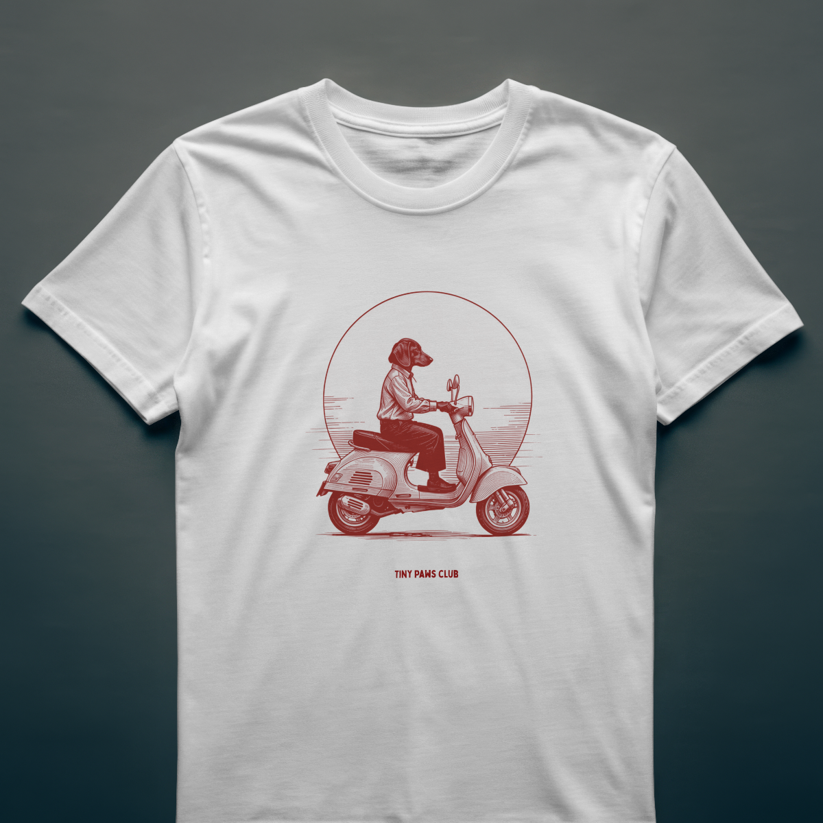 Vespa doxxie - Front print bordeaux - dachshund T-shirt