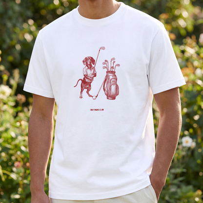 Golf doggie - Front print bordeaux - dachshund T-shirt