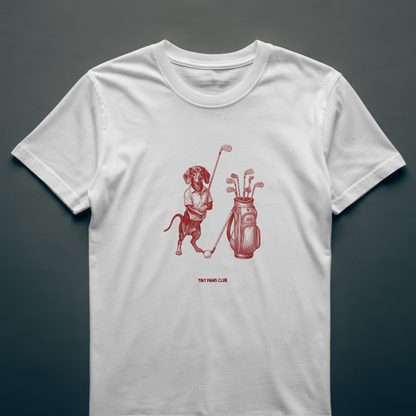 Golf doggie - Front print bordeaux - dachshund T-shirt