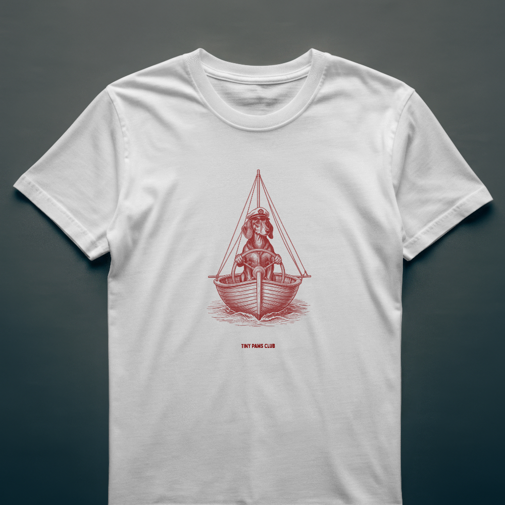 Captain sausage - Front print bordeaux - dachshund T-shirt