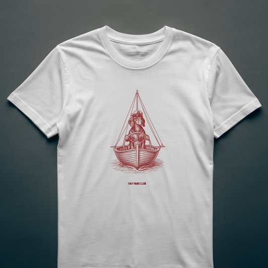 Captain sausage - Front print bordeaux - dachshund T-shirt
