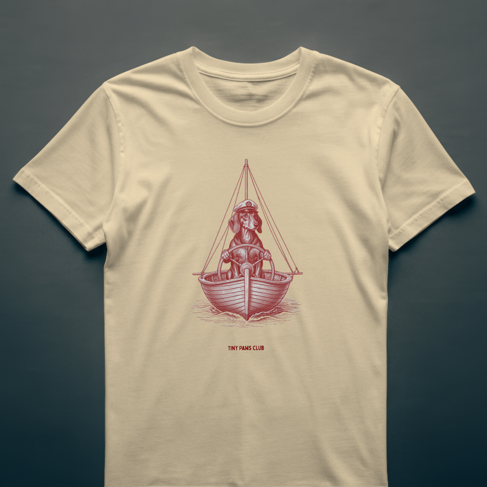 Captain sausage - Front print bordeaux - dachshund T-shirt