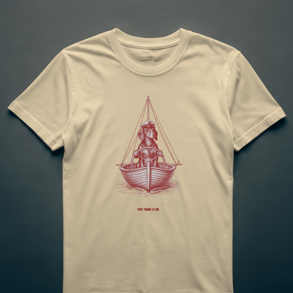 Captain sausage - Front print bordeaux - dachshund T-shirt